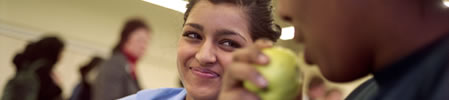 Man eating apple